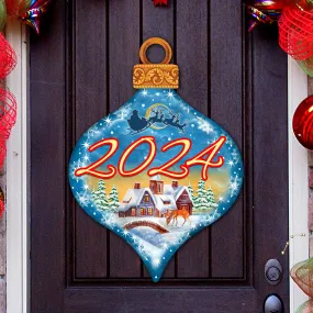 2024 Dated Christmas Village Door Decor by G DeBrekht - Christmas Santa and Snowman Decor - 8112182H-D24