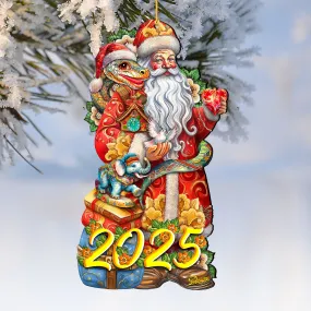 2025 Special Santa with Snake Wooden Ornaments by G Debrekht - Christmas Santa Snowman Dcor - 8652754-25