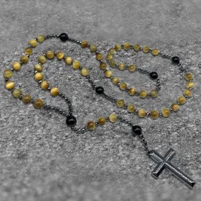 80 CM Cross Stone Bead Biker Rosary Necklace