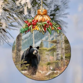 Alaskan Black Bear Harmony Wooden Ornaments by G.Debrekht - Wildlife Holiday Décor - 870034