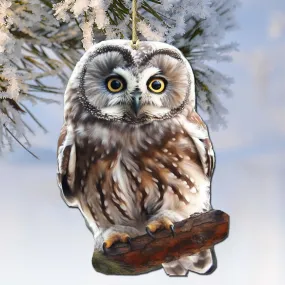 Alaskan Boreal Owl Wooden Ornaments by G.Debrekht - Wildlife Holiday Décor - 8710004-3