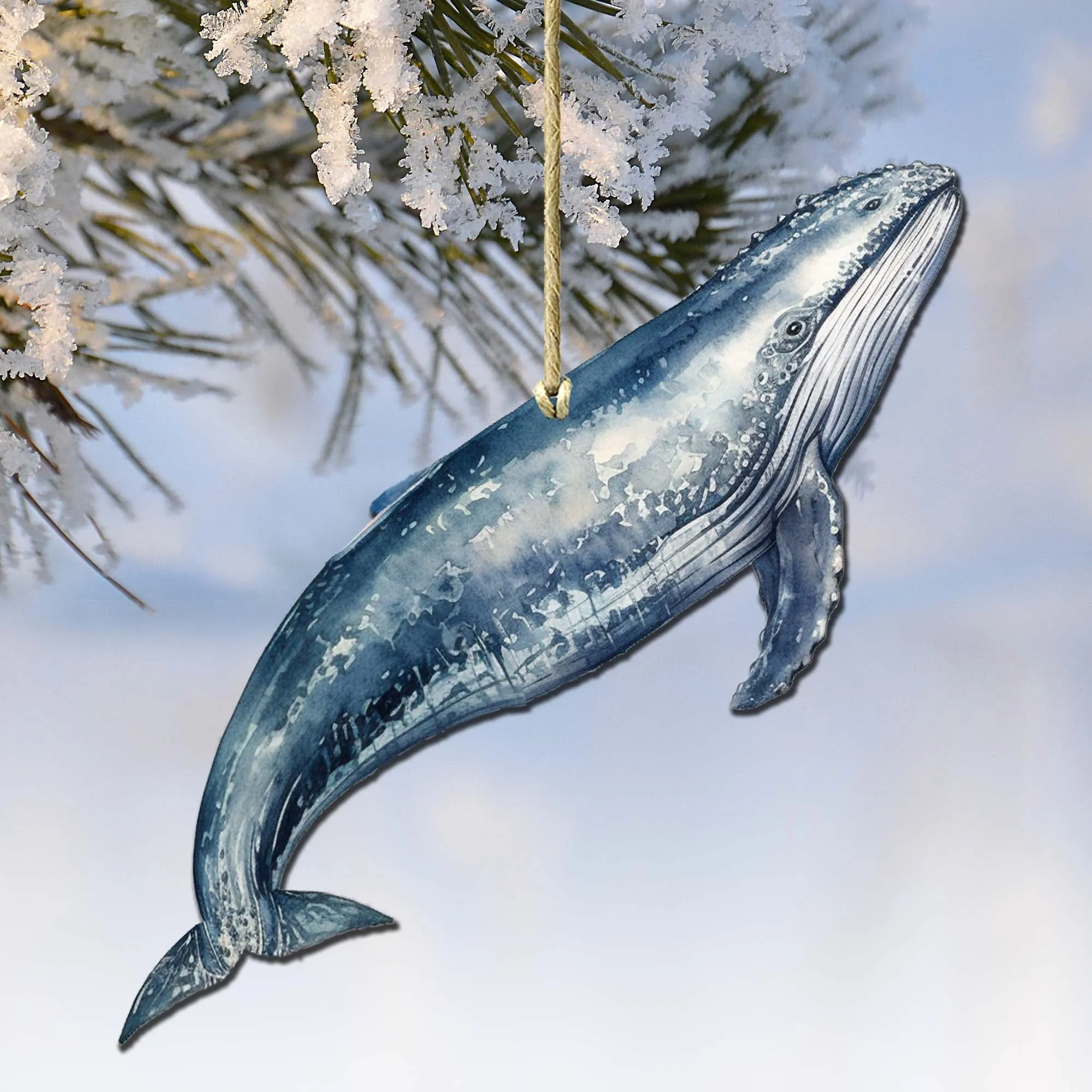 Alaskan Humpback Whale Wooden Ornaments by G.Debrekht - Wildlife Holiday Décor - 8710103-2