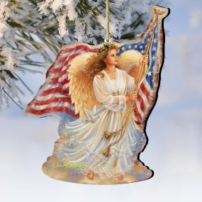 American Angel Wooden Ornaments by Gelsinger - American Christmas Decor - 8161021-0107