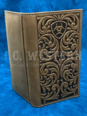 Ariat A3561244 Mens Rodeo Scrolling Embossed Wallet Medium Brown Bark