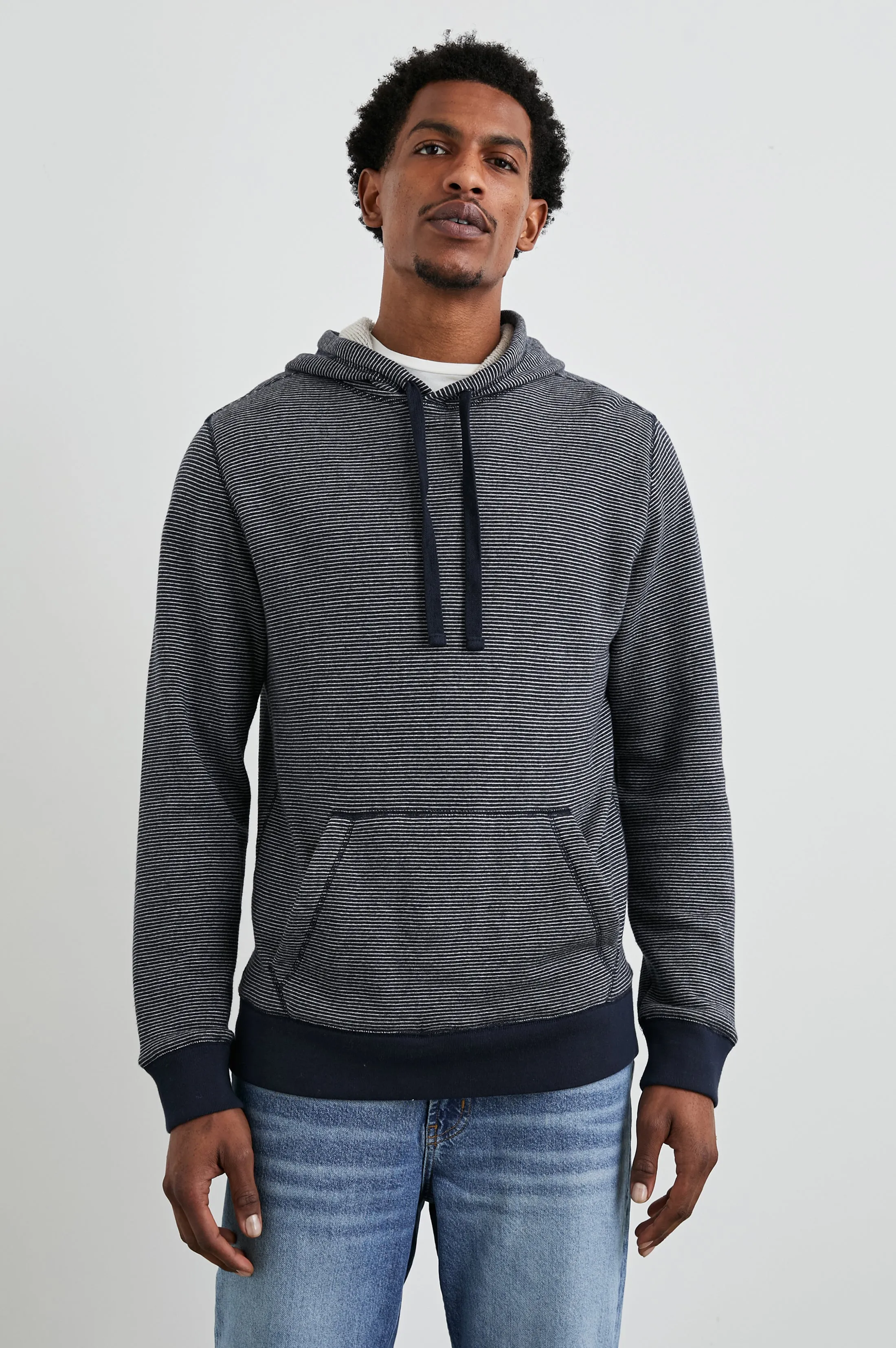 CALVIN HOODIE - NAVY CREAM STRIPE