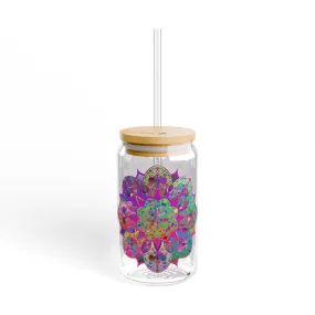 Colorful Mandala Art Hand-Drawn Sipper Glass - Unique Gift