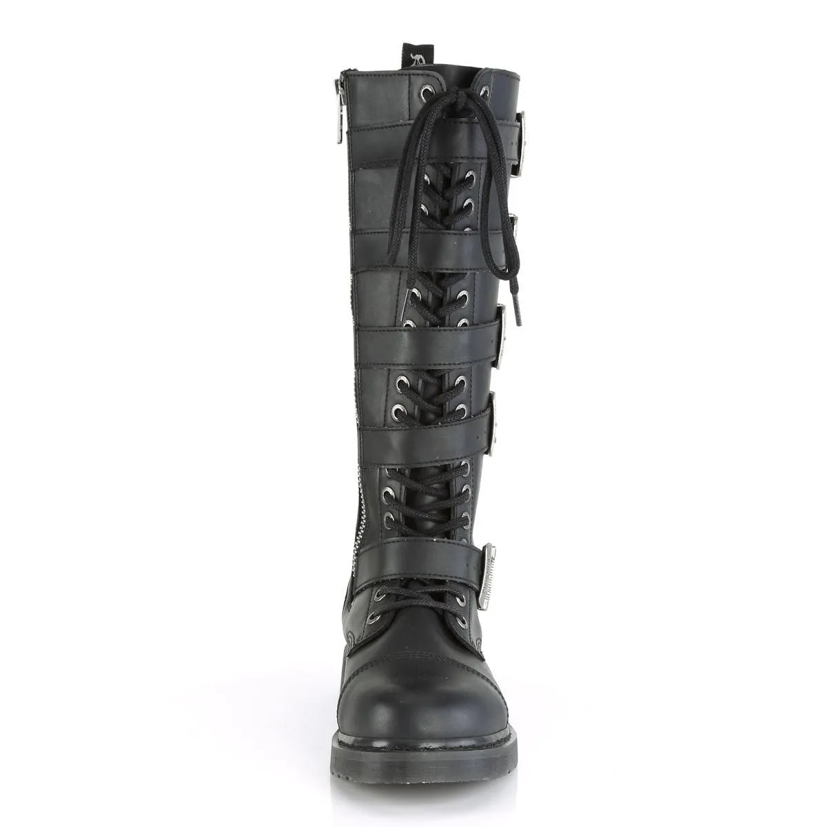 DEMONIA Men's Rock Knee High Boots Gothic EMO Black Combat Lace Up Buckle Straps