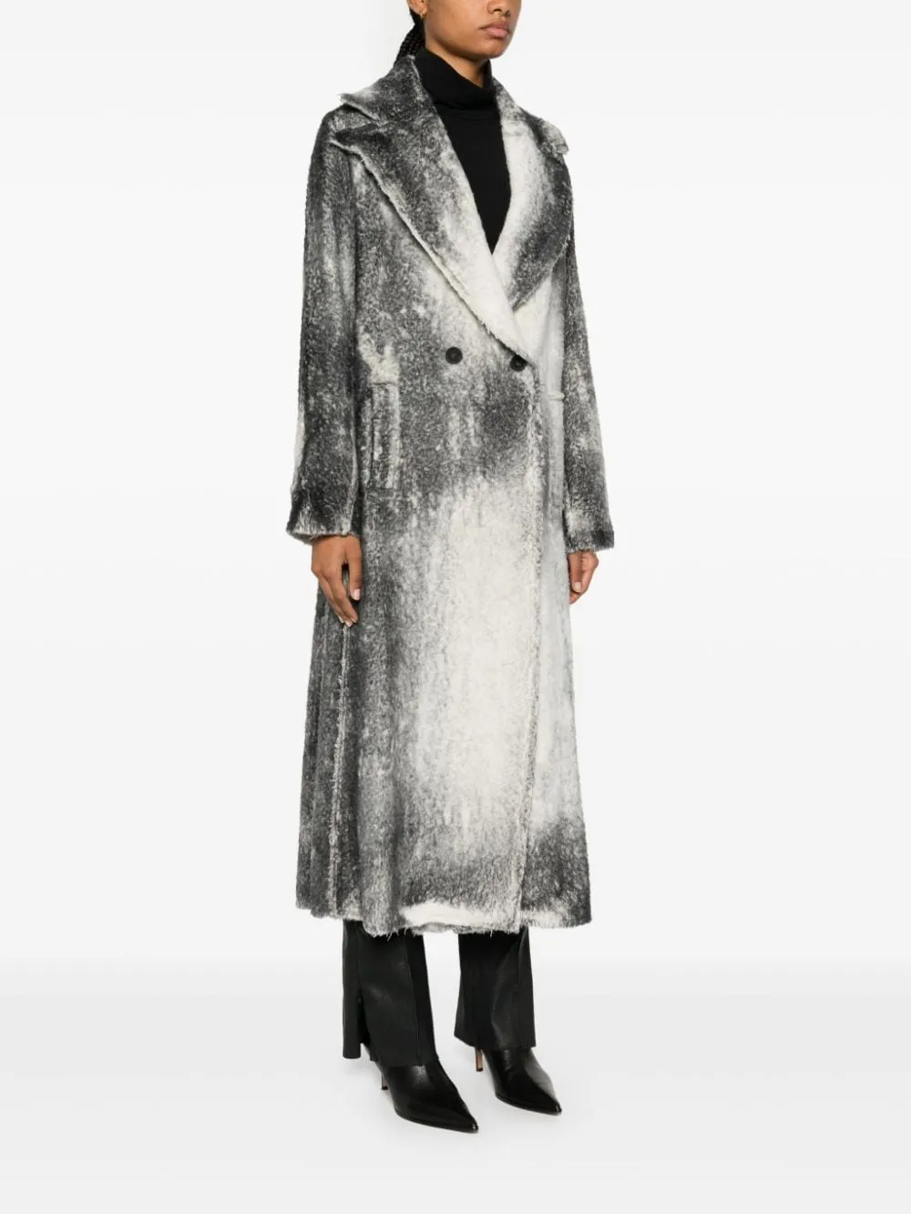 MARBLE EFFECT WOOL COAT