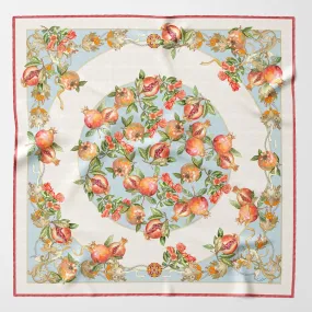 Melograno - Hand Rolled Silk Foulard - Powder Blue