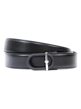 Vantier Luxury Black Leather Belt , Black Buckle Matt Finish A11